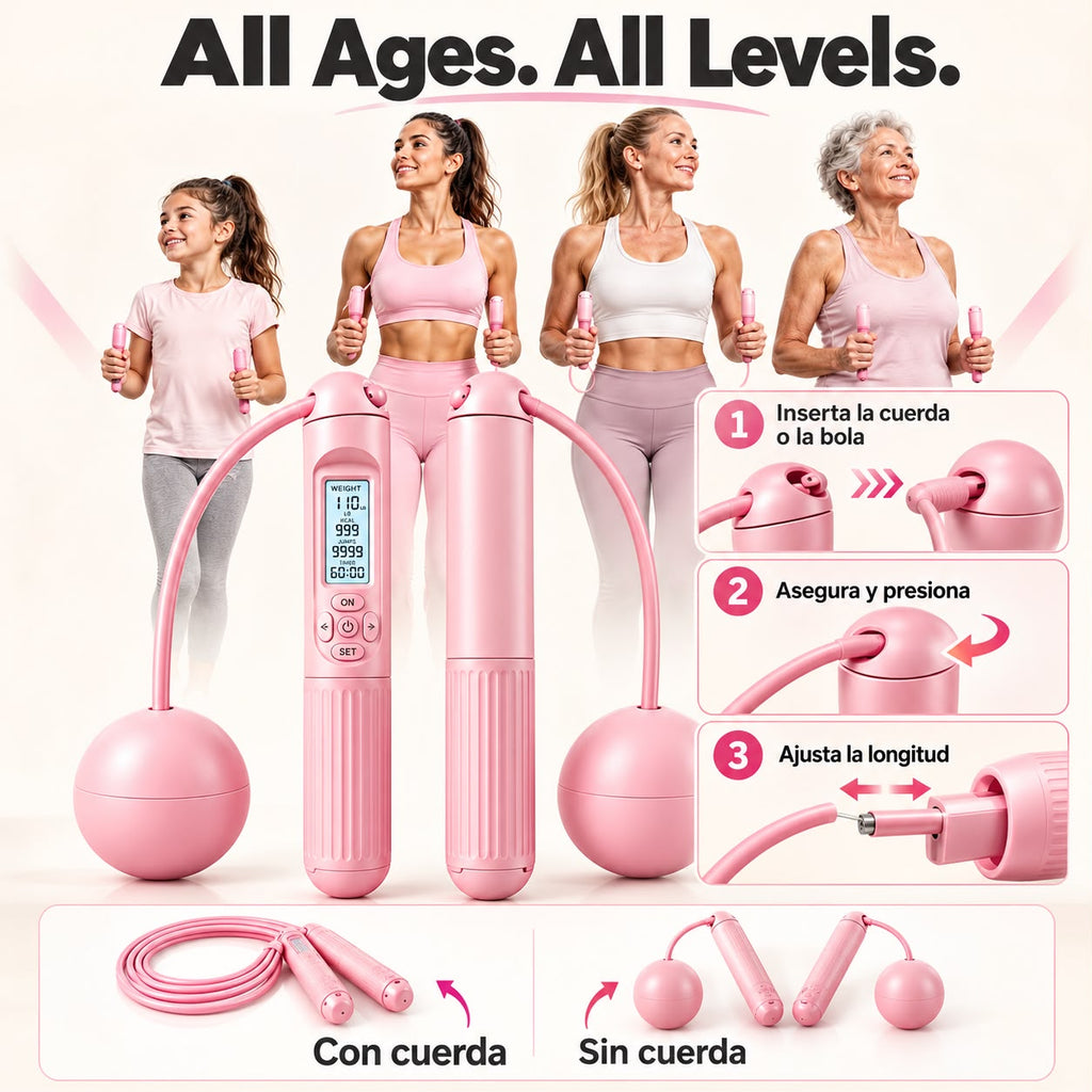 2-in-1 Jump Rope with Weighted Handles and LCD Display – Digital, Cordless and Corded Modes for Cardio Training