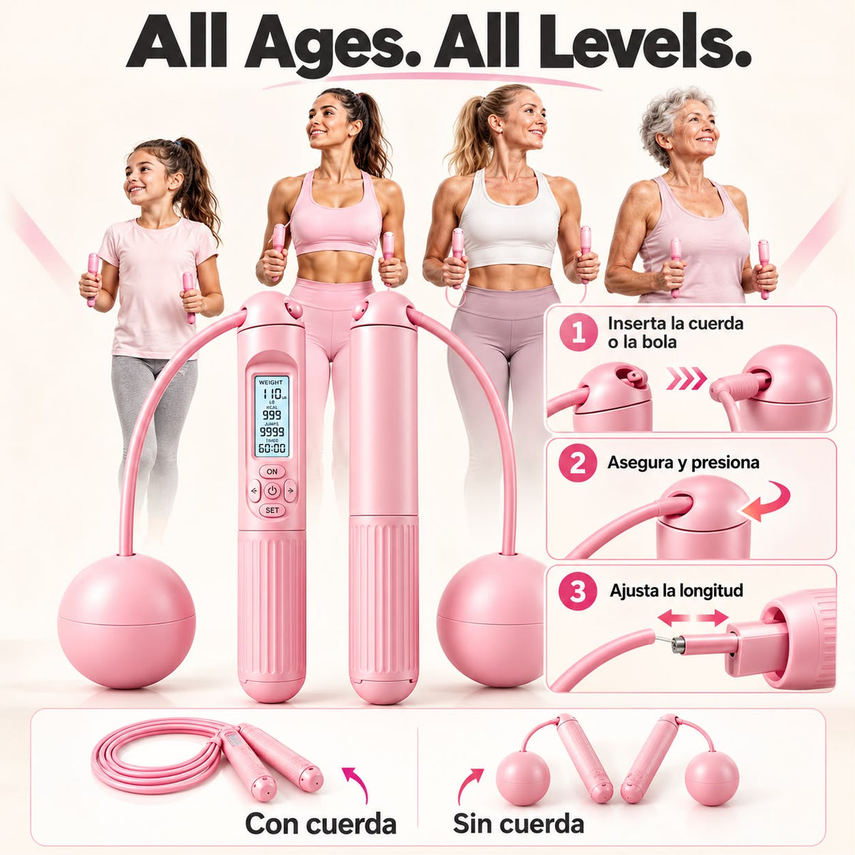 2-in-1 Jump Rope with Weighted Handles and LCD Display – Digital, Cordless and Corded Modes for Cardio Training