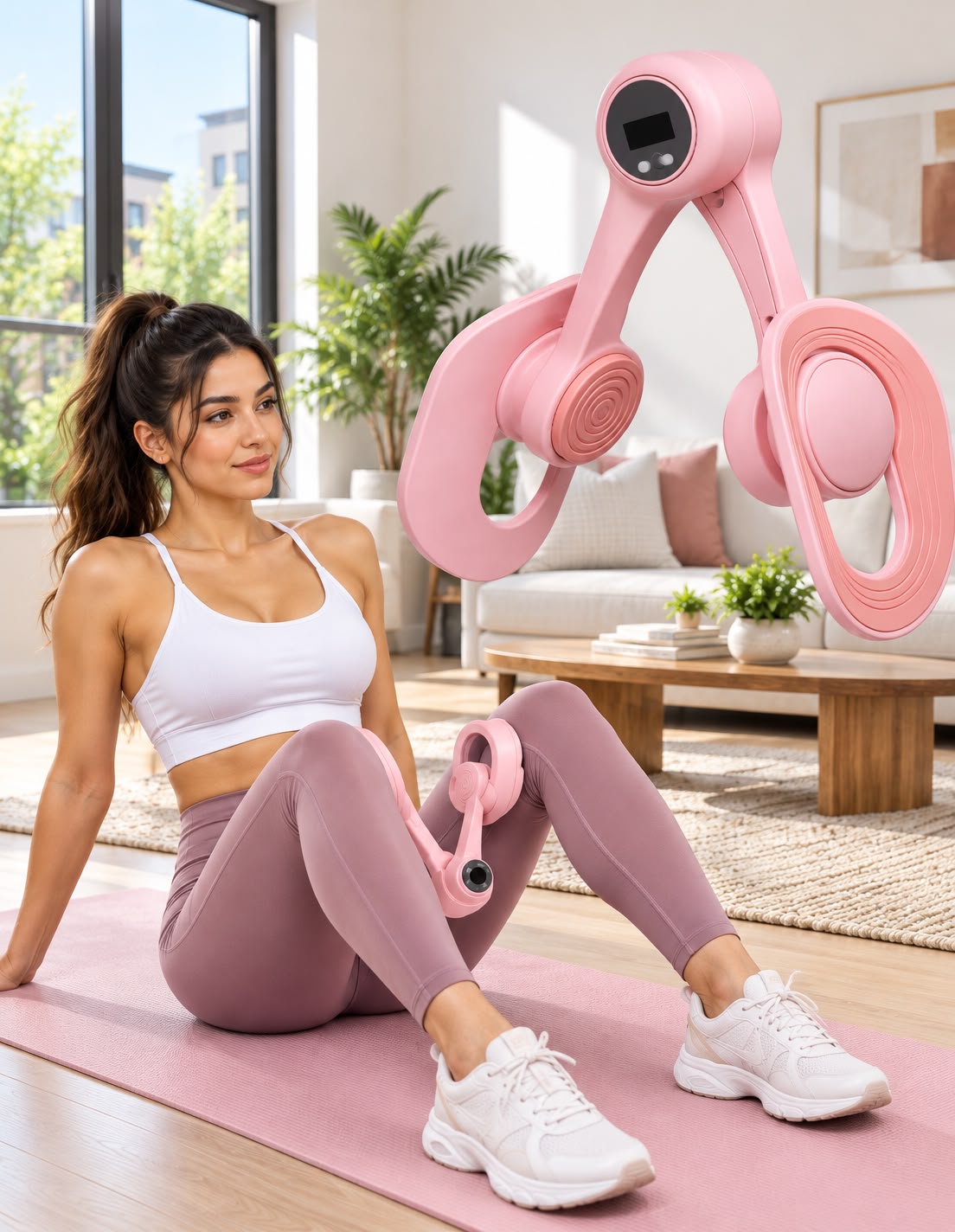 Digital Thigh and Hip Trainer with LCD Display – Pink Exerciser for Glutes, Legs, and Arms