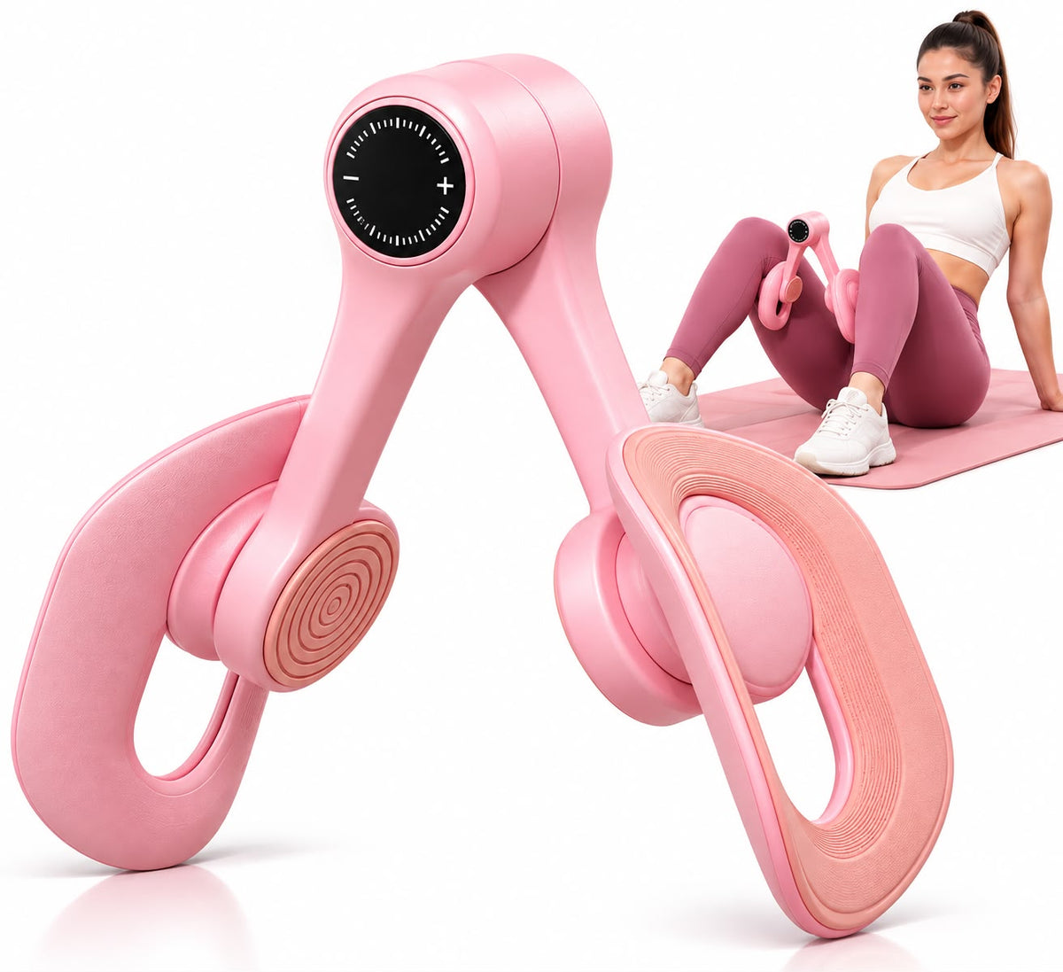 Digital Thigh and Hip Trainer with LCD Display – Pink Exerciser for Glutes, Legs, and Arms