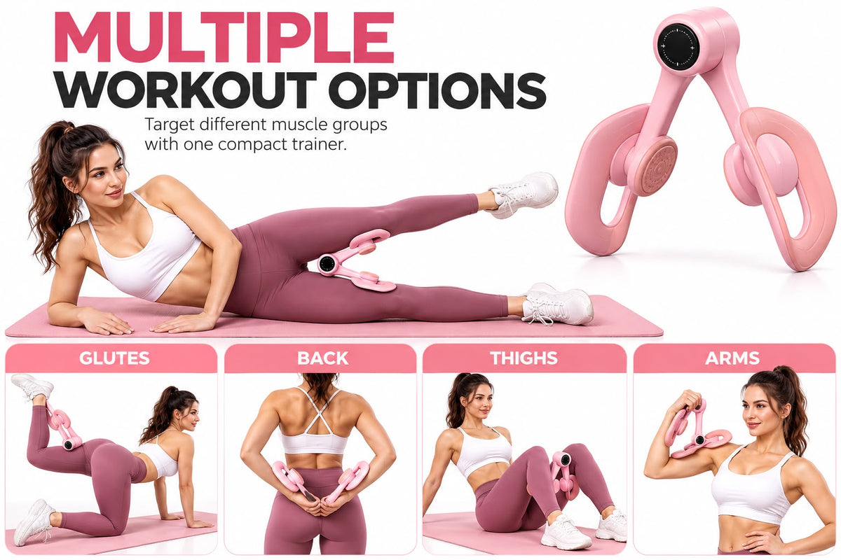 Digital Thigh and Hip Trainer with LCD Display – Pink Exerciser for Glutes, Legs, and Arms